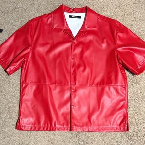 Fashion Nova Red Casual Button Down Shirt